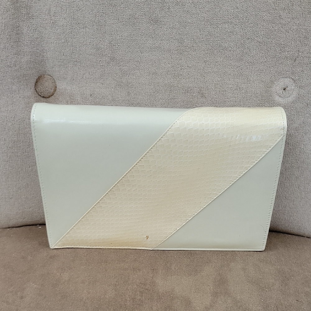 Elegant Cream Leather Clutch Bag